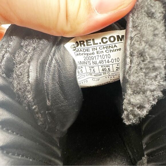 Sorel Brex Black Leather Winter Heeled Lug Sole Boots Size 9.5 Lace up - Picture 7 of 8